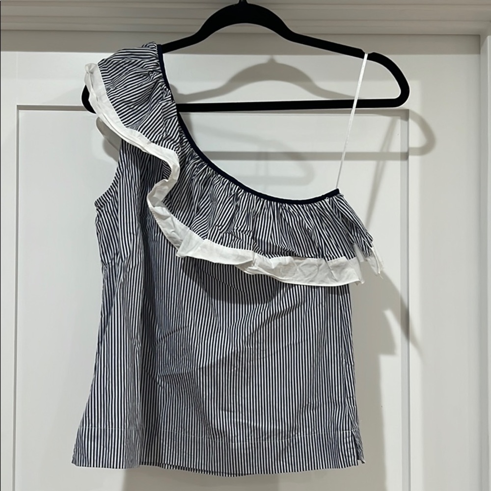 NWOT J.Crew one shoulder top size 4 blue & white